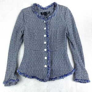 Theyskens Theory Blazer Coat Women’s 10 Blue‎ Black Tweed Made in USA Preppy